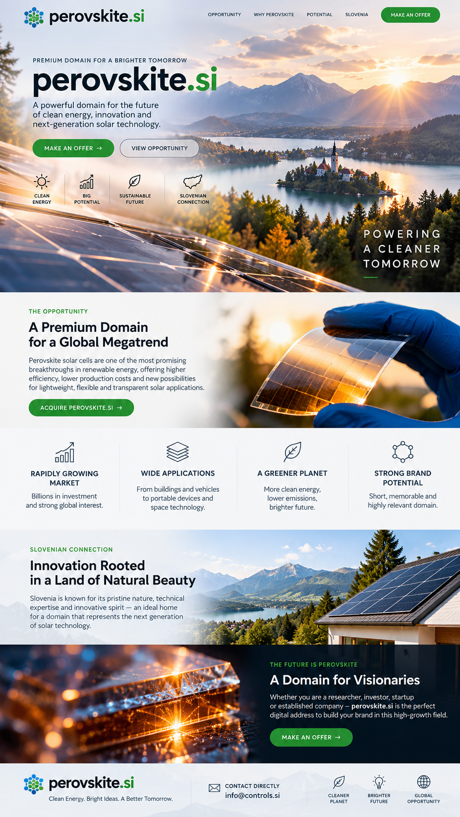 Perovskite.si premium domain landing page
